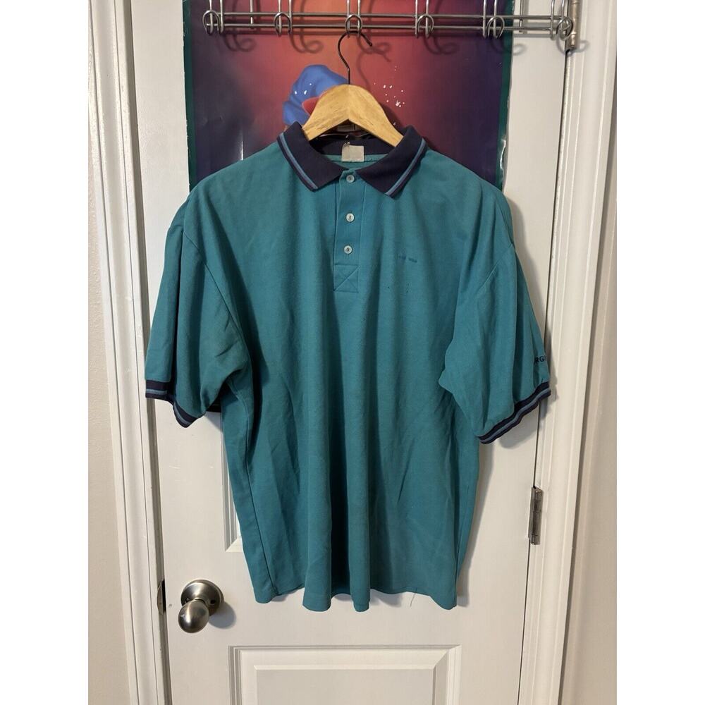 vintage 60s 70s burger king polo button up rare color blue size Large